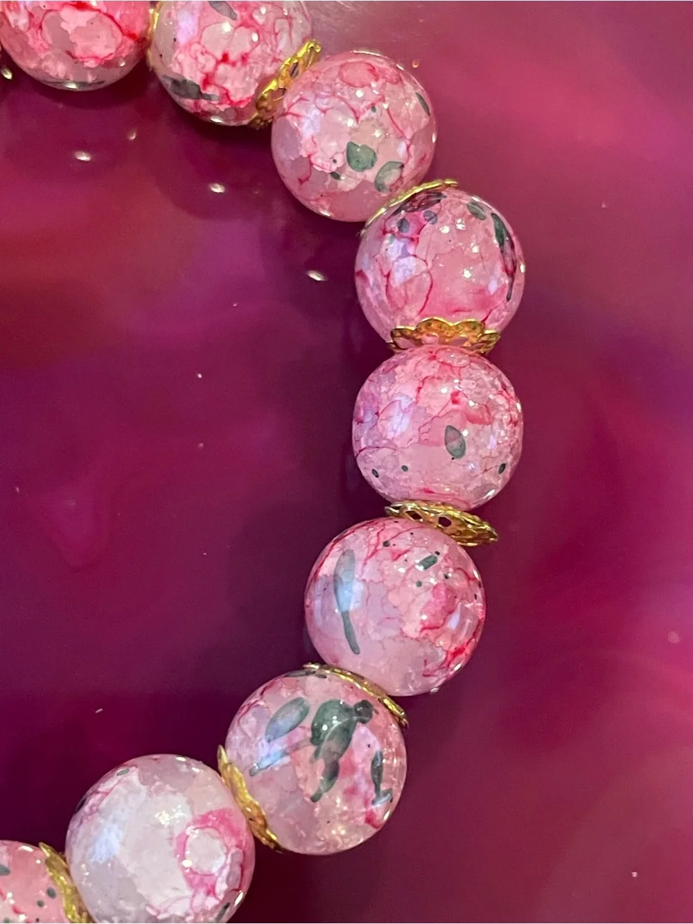 Dyed Quartz Stretch Bead Handmade Bracelet #5024